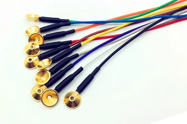 Soft And Flexible Lead Wire Copper Gold Cup Electrode Cable For Eeg Emg