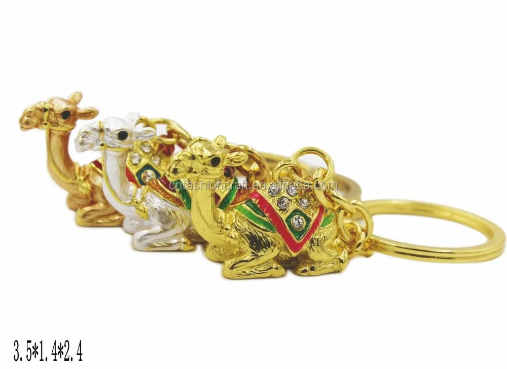 Enamel Camel Key Chain with Crystal Key Ring - Different Colors