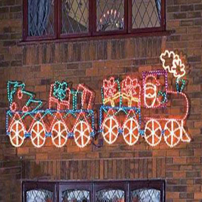 Exterior 2d 3d Led Christmas Rope Light Train Sculptures Decoration For