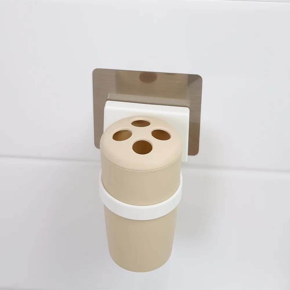 Wall Mounted Bathroom Plastic Colorful Toothbrush Holder Toothpaste Dispenser