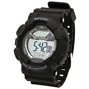 Mens Black Sport Shock Resistant LED Digital Wrist Watch with Alarm Water Proof Watches