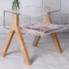 Wood Legs lucite chic design acrylic modern side table with drawer