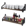 Salvaged Reclaimed Wood Floating Wall Shelf Kitchen Bathroom Storage Otganzier 30 Inch Walnut Set of 2