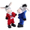 Super soft new promotional animal plush donkey with red coat