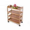 4 tier bamboo trolley, wood kitchen cart wholesale