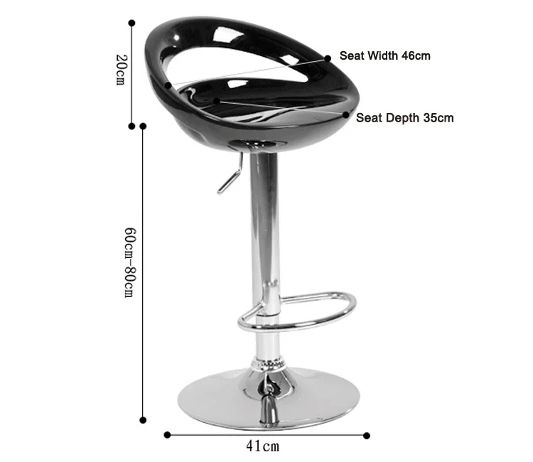 New Kitchen High Chair Chrome Base ABS Bar Stool Chair with Footrest Cafeteria Chair Living Room Furniture For Sale