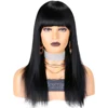 PREMIER Factory Free Shipping Top Quality High End Custom 100% Human Hair Black Wig With Bangs