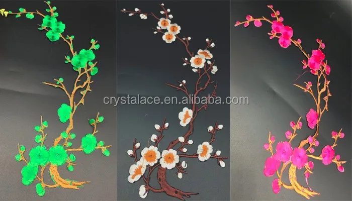 OEM iron on n sew on embroidery flower patch for women cloth