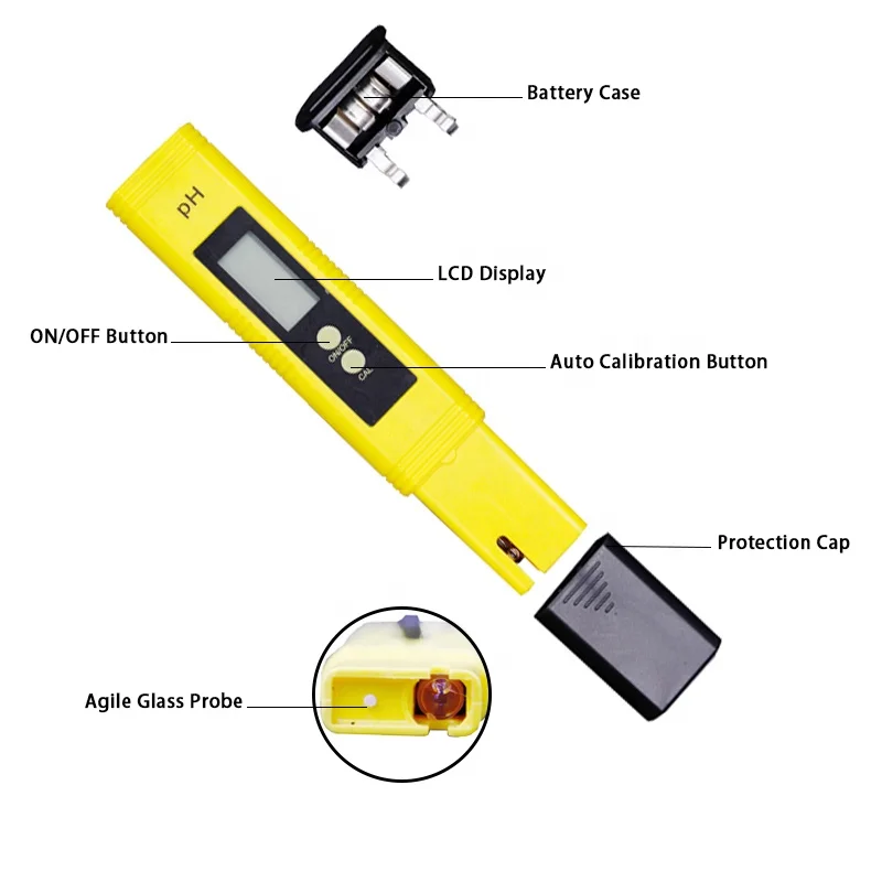 Yellow With Black Ph Meter Tester Screwdriver Water LCD Monitor Pen Aquariu O2K3