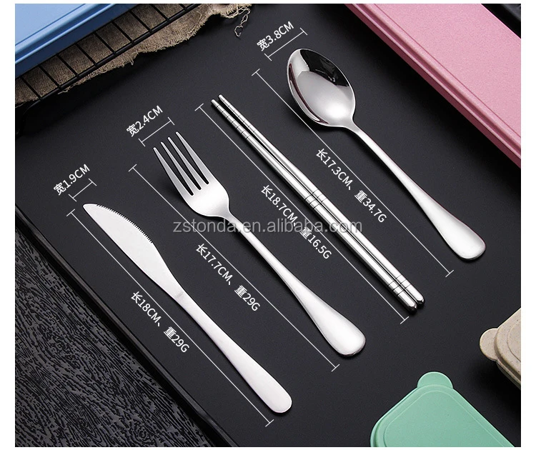 7psc Reusable Lunch Cutlery Set Stainless Steel Straws Brush Travel Flatware Set 
