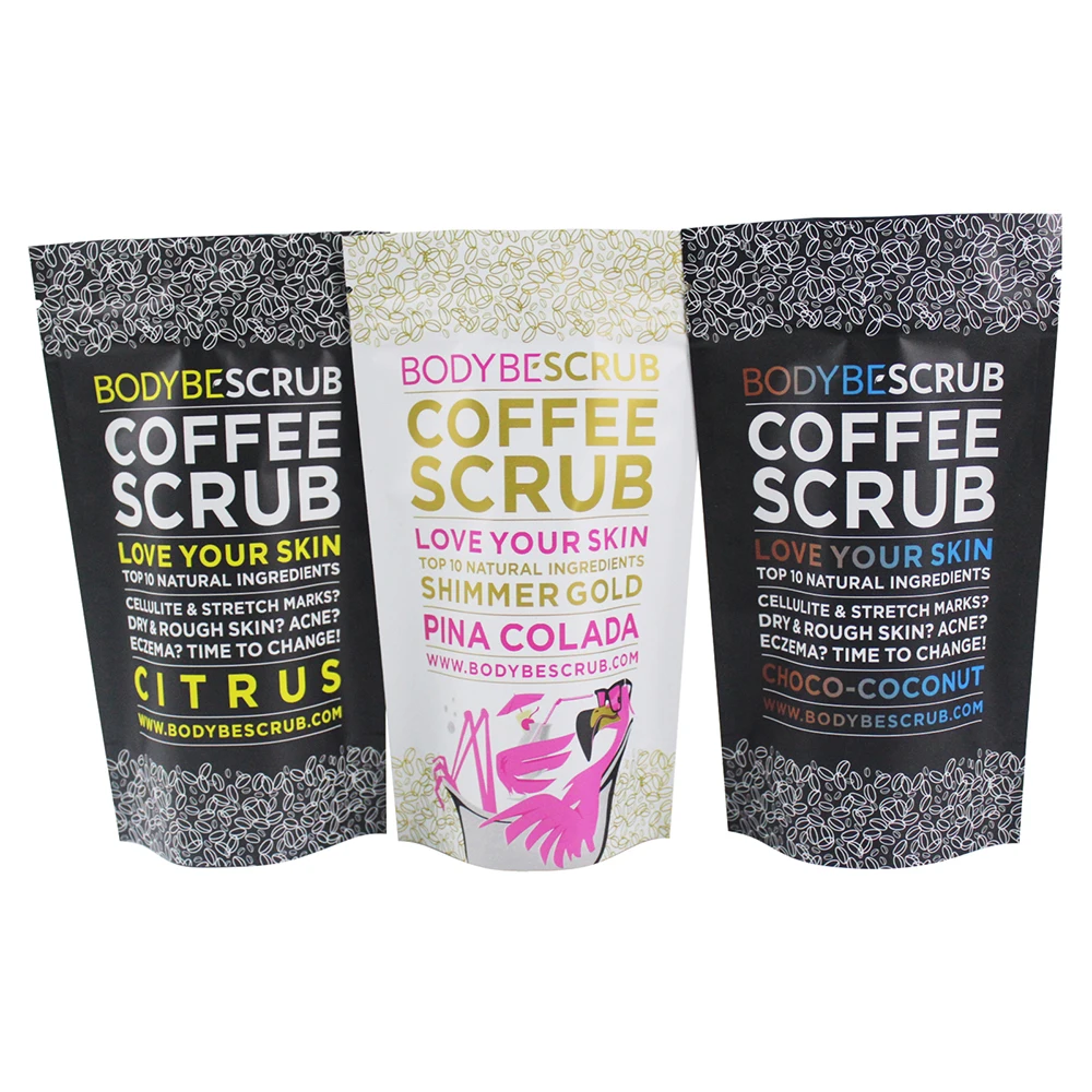 Heat Sealed 20g Coffee Body Scrub Packaging Stand Up Foil Lined Plastic