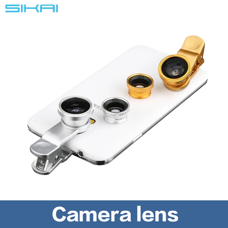 3 in 1 Fish Eye +Wide Angle Micro Lens Camera Kit for iPhone 5G 4S 4 6 Plus