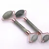White Insert Noiseless, Rose Gold Metal Frame Jade Face Roller Facial Tool Massage Body Stone Massager