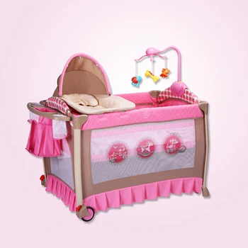 New Born Baby Bed Multi Function Folding Crib Playpen Portable Bed