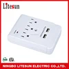 UL ETL Litesun 3 outlet current tap with 2 USB port surge protect wall socket LA-5S