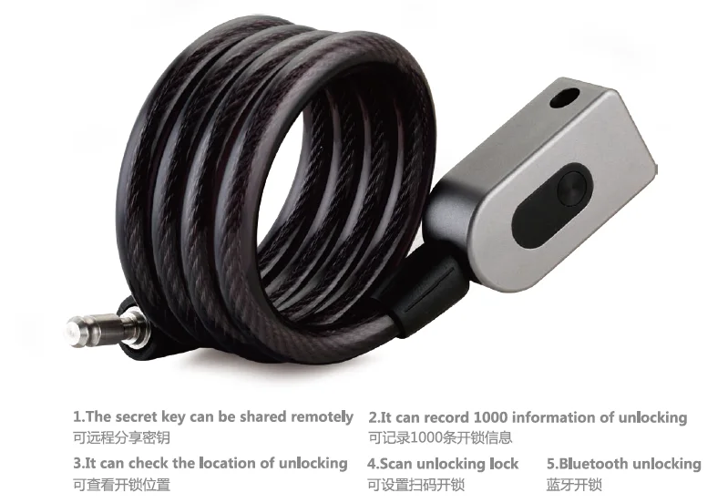 Wholesale Bike Lock Fingerprint Steel Ring Lock with USB Charging