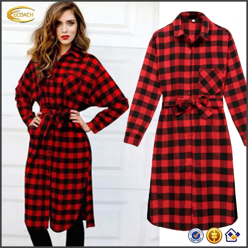 Ecoach Women Lady Red And Black Plaid 