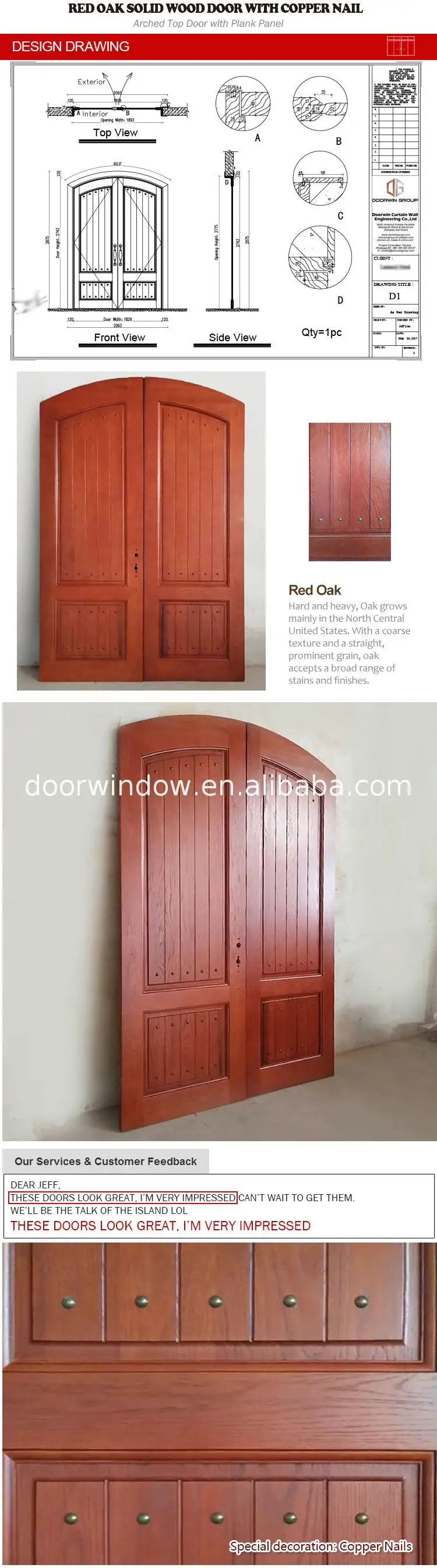 China Big Factory Good Price prehung front door exterior french doors plain wood