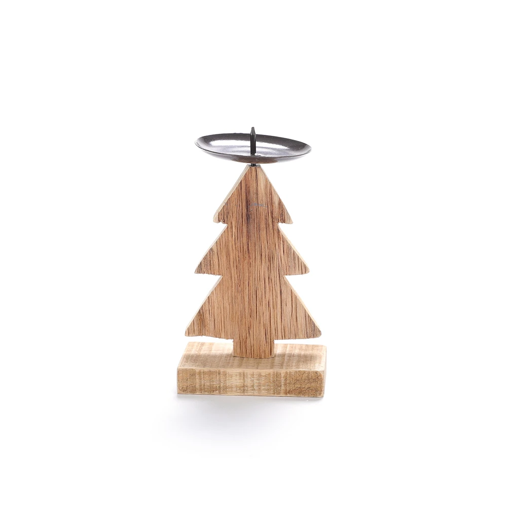 Wooden Handmade Candle Holder Vintage Christmas Tree Stand Driftwood Candle Holder.JPG