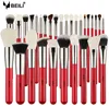 BEILI High quality Red /Silver Professional Makeup Brush Tools kit 30pcs natural hair private label makeup brushes set