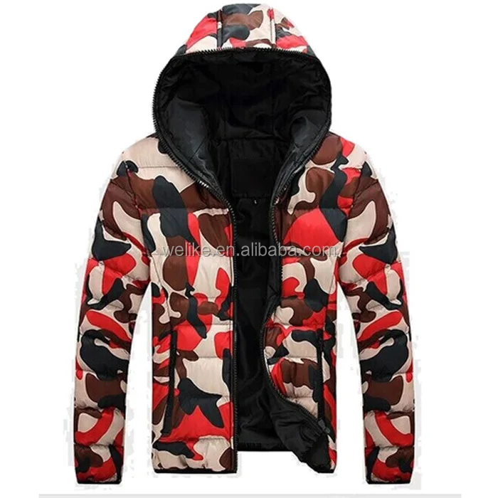 Men's Winter Camouflage Jacket Couple Red Green Blue Camouflage Jacket ...