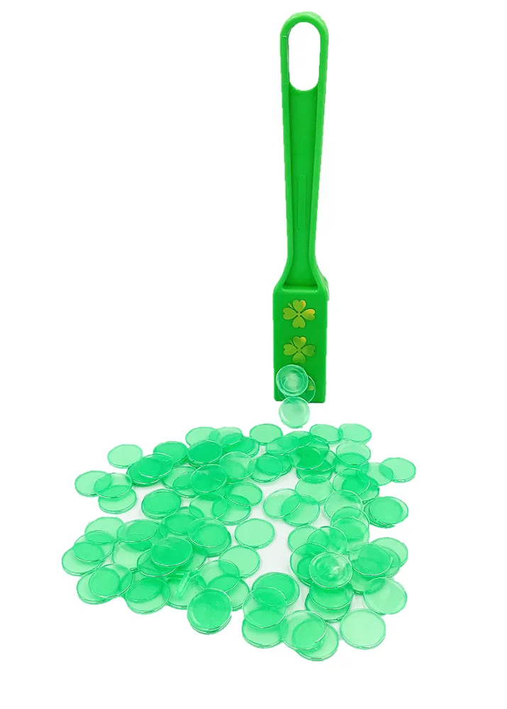 YUANHE Green Magnetic Wand with 100 Chips Bingo Game Set