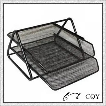 Metal Mesh Desk Paper Tray With 2 Layer