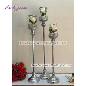 Lg20180802 9 Single Head Silver Wedding Metal Candelabra With
