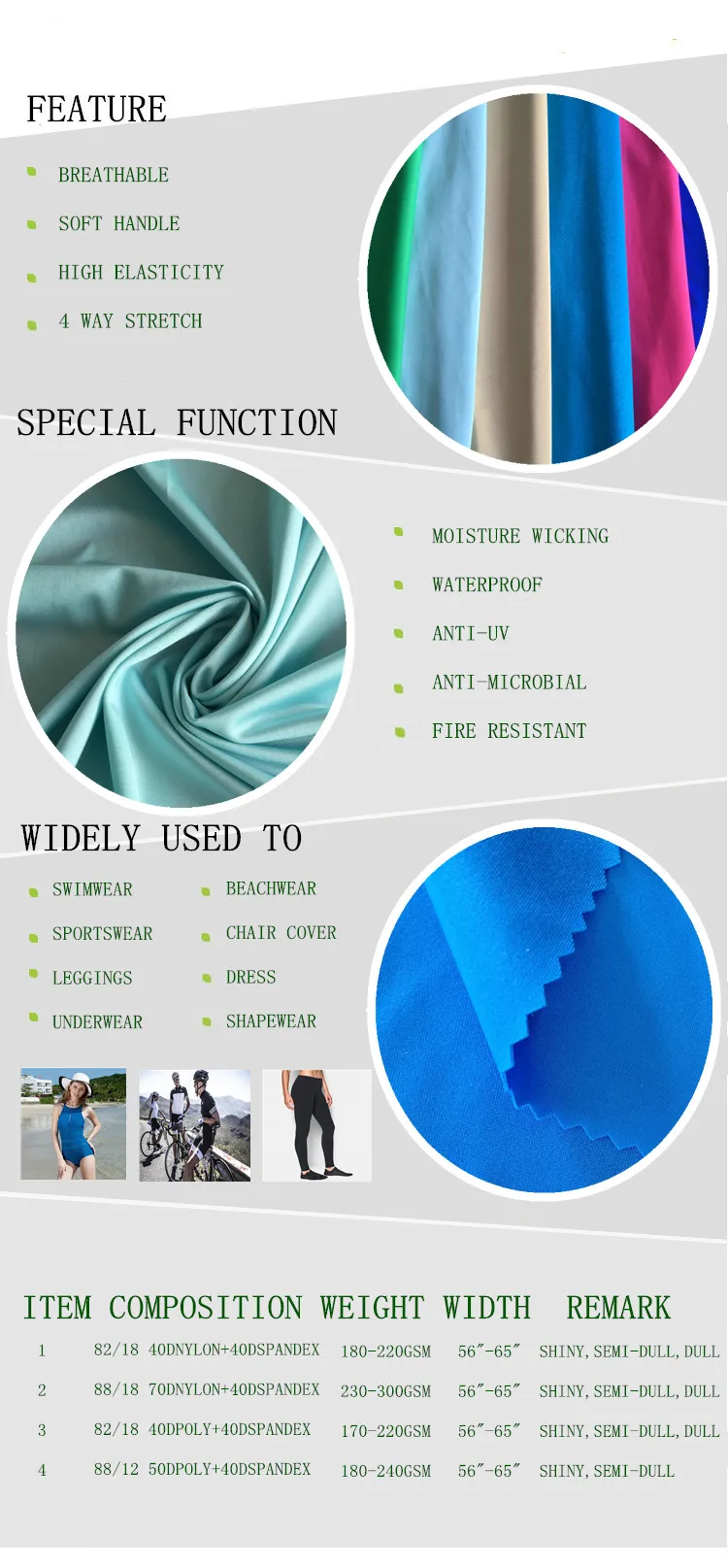 Supplex Lycra Spandex Fabric Polyester Elastane Fabric For Swimsuit ...