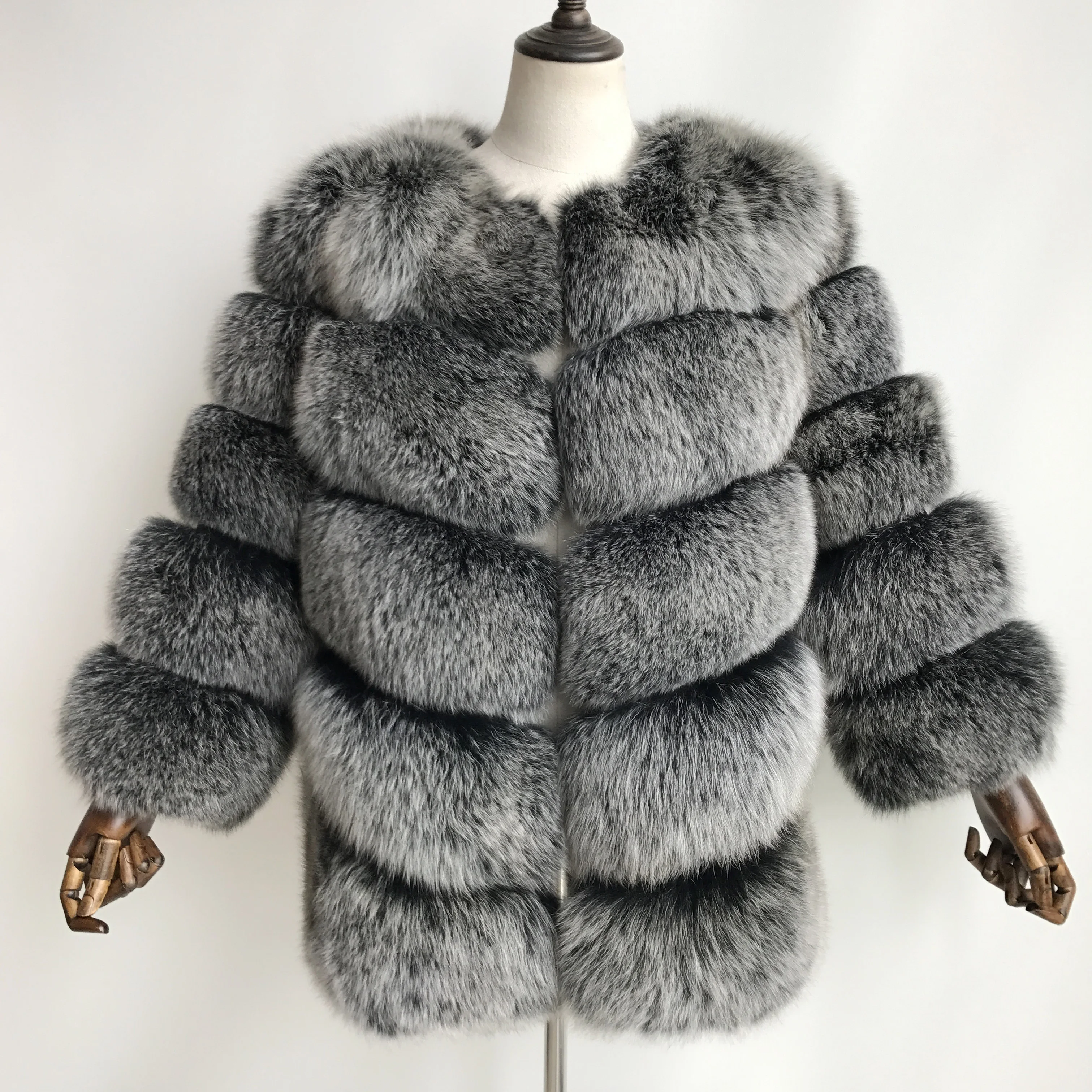 Big Blocks Thick Natural Fox Fur Jacket Coat Women Winter Wholesale ...