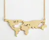 gold plated World Map pendant necklace gold jewelry