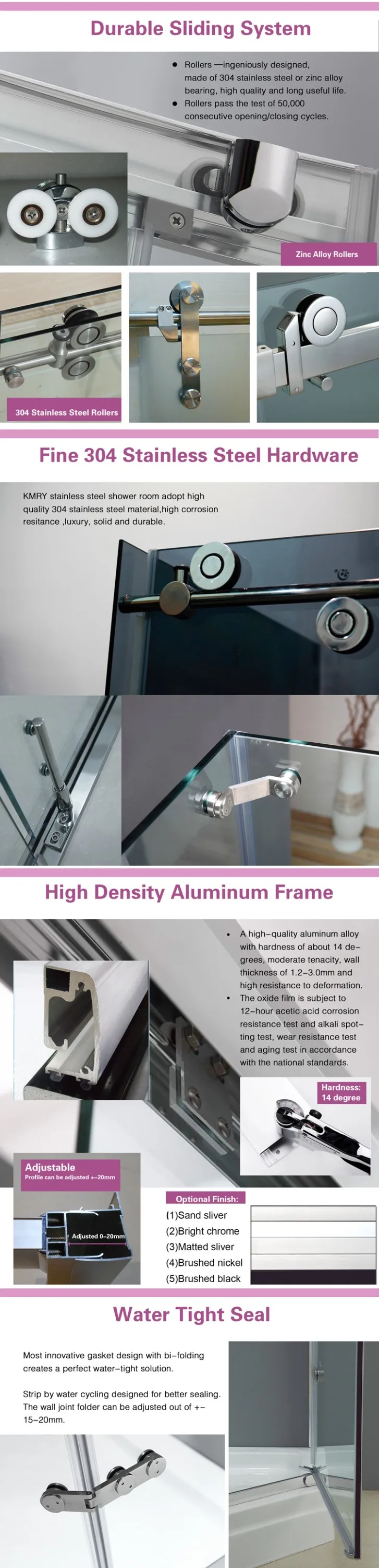 Double Sliding Panel Tempered Glass Shower Door(KD6004)