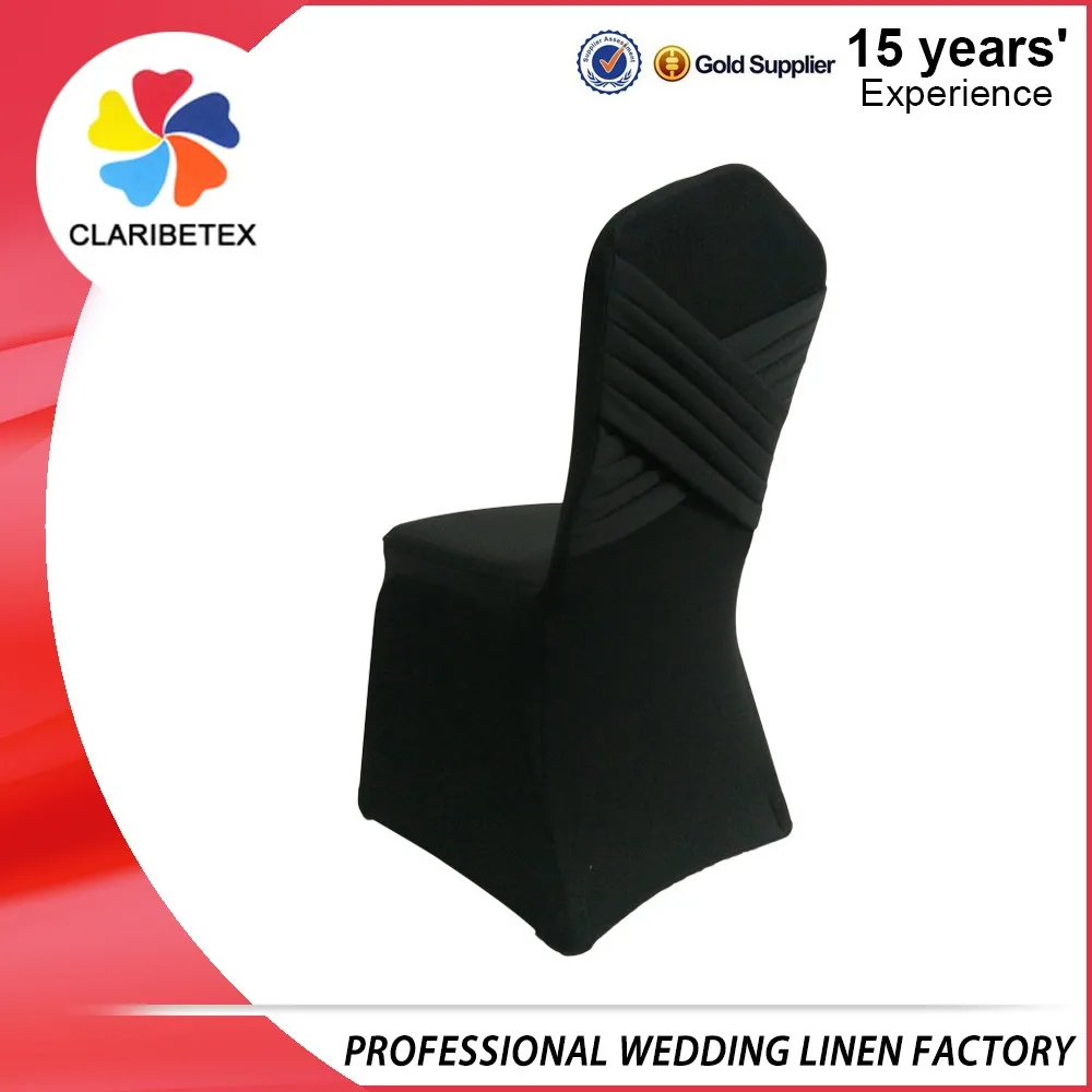 300gsm Scuba Fabric Black Spandex Wedding Chair Cover With Cross Band