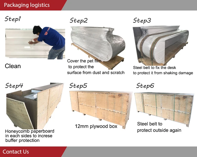 Luxury Artificial Marble Led Small Nail Salon Office Furniture Hotel Reception Desk Front Table