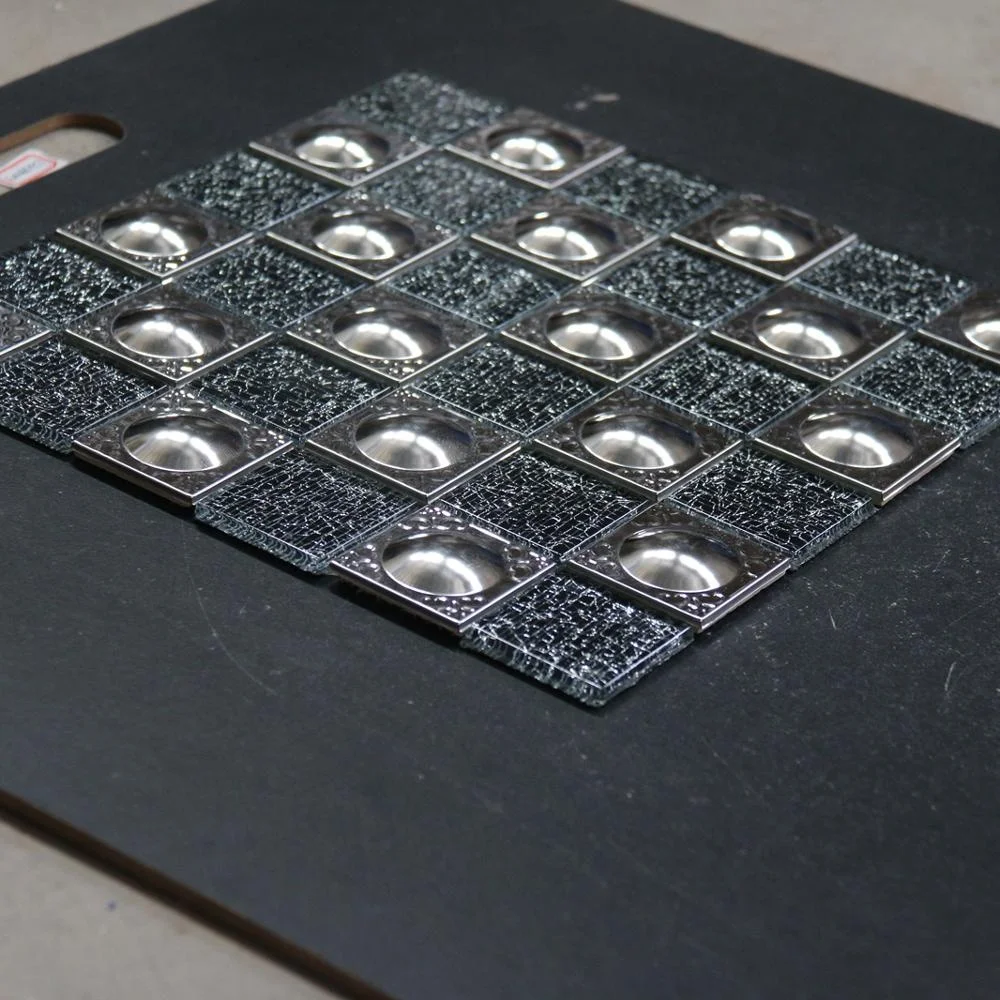 3D shaped sliver stainless steel mix crystal clear glass mosaic tile