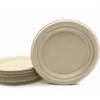 9" in Round Disposable Plates Natural Sugarcane Bagasse Compostable Eco Friendly Environmental paper plate