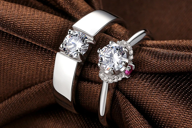 Prince Princess Lover Couple Rings His and Her Promise Rings Engagement Wedding Rings