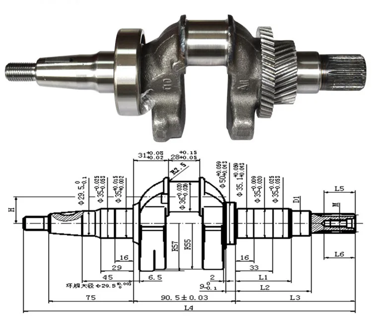 Crankshaft Cast Steel Crankshaft Professional S Axis Engine Crank Shaft Camshaft Fits for Hon-da Gx390 13HP 