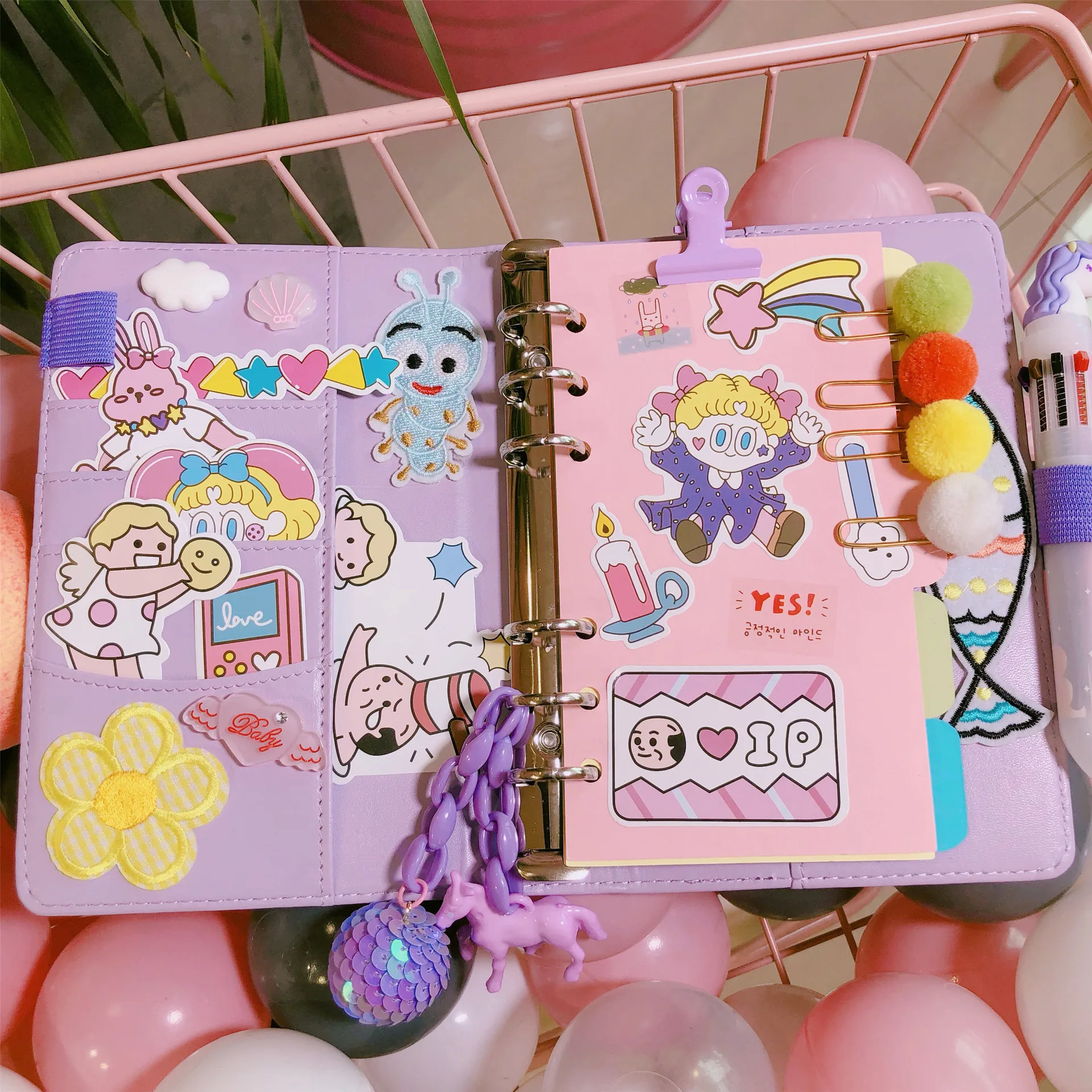 Yiwu Wholesale A6 Macaron Colour Loose-leaf Binder Set Kawaii Notebook