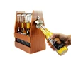 solid wooden beer wine bottle holder six pack bottle carrier for beer