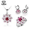 2019 Women Fashion Beautiful Crystal Ruby Diamond Wedding Party Jewelry Set