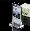 T shape Handmade clear filp menu display stand acrylic table roll menu holder display