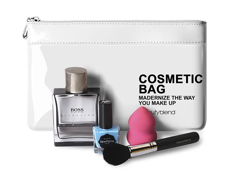 Beautyblend R-8003 Big Capacity White Cosmetic Bag PU Material Waterproof Makeup Bag