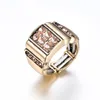 Fashion Square Rhinestone Elastic thread Vintage Rings For Women Ladies Antique Gold Adjustable Ring Christmas Gift