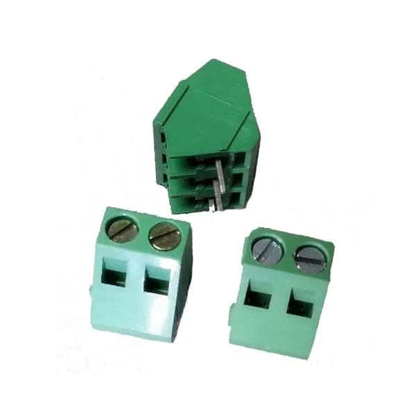 Green Plastic 45 Degree 5.08MM Pitch 2 Pin Wiring Terminal Block Screw