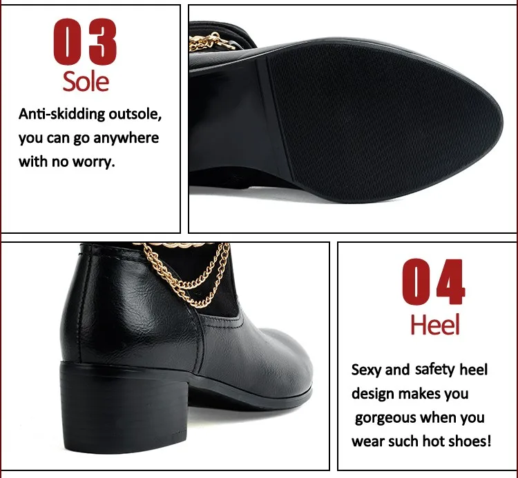 ankle boots with gold chain