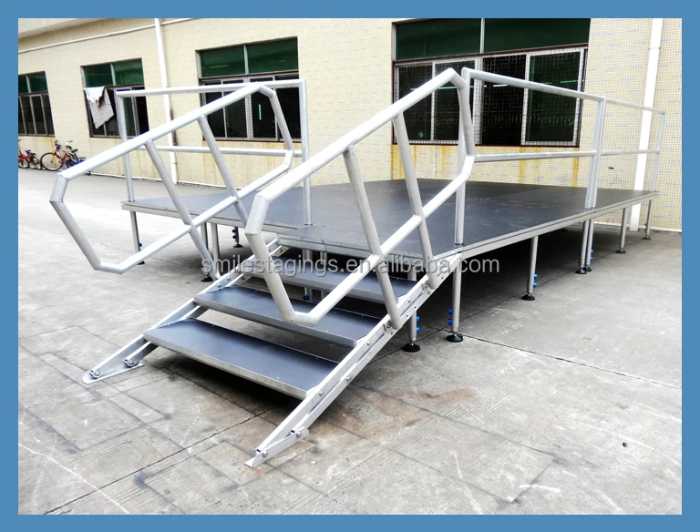 Portable Stage With Wheels Industrial Finish Black Color Mobile Stage
