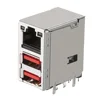 Customized Three Layers Dual Stack USB 2.0 3.0 Female Jack with RJ45 1G Modular Jack with LED light