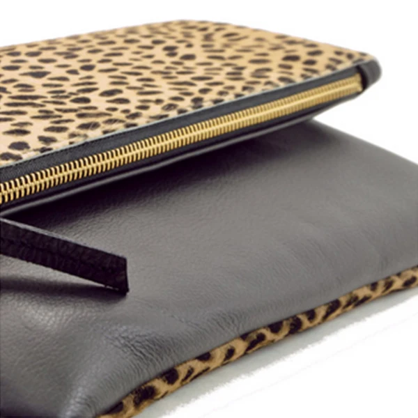 High quality and popular leopard clutch bag, evening clutch bag, black clutch bag