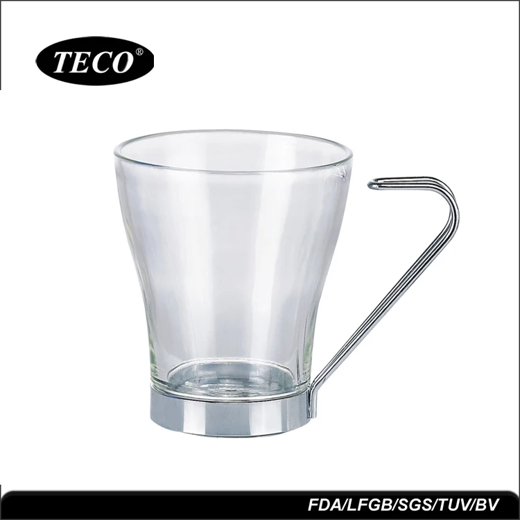 Clear Borosilicate Art Glass Coffee Cup With Metal Holder 150 Ml Buy